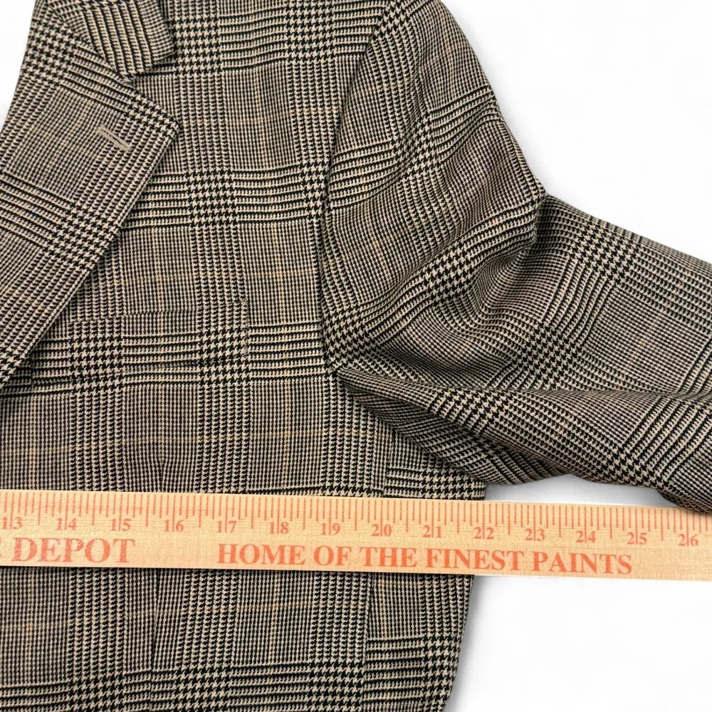 Ralph Lauren Dillards Mens Brown Plaid 100% Wool Blazer 41 Long 41L Sport Jacket
